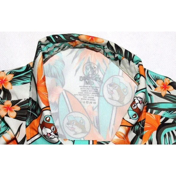 Buc-ee's Men's Short Sleeve Button Up Hawaiian Vacation Boho Size Medium - Picture 5 of 5